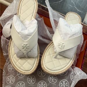 Brand New Tory Burch Quilted Espadrilles Thong